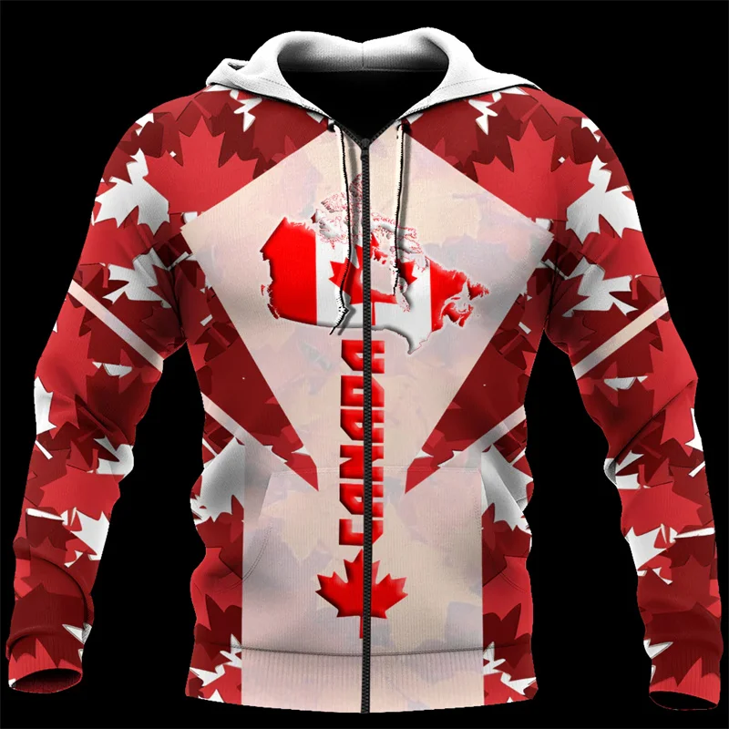 Maple Leaf Generation Zipped Hoodies para Homens e Mulheres, 3D All Over Impresso, Moletons de Rua, Roupas Y2K, Moda Pullover, Novo, Canadá