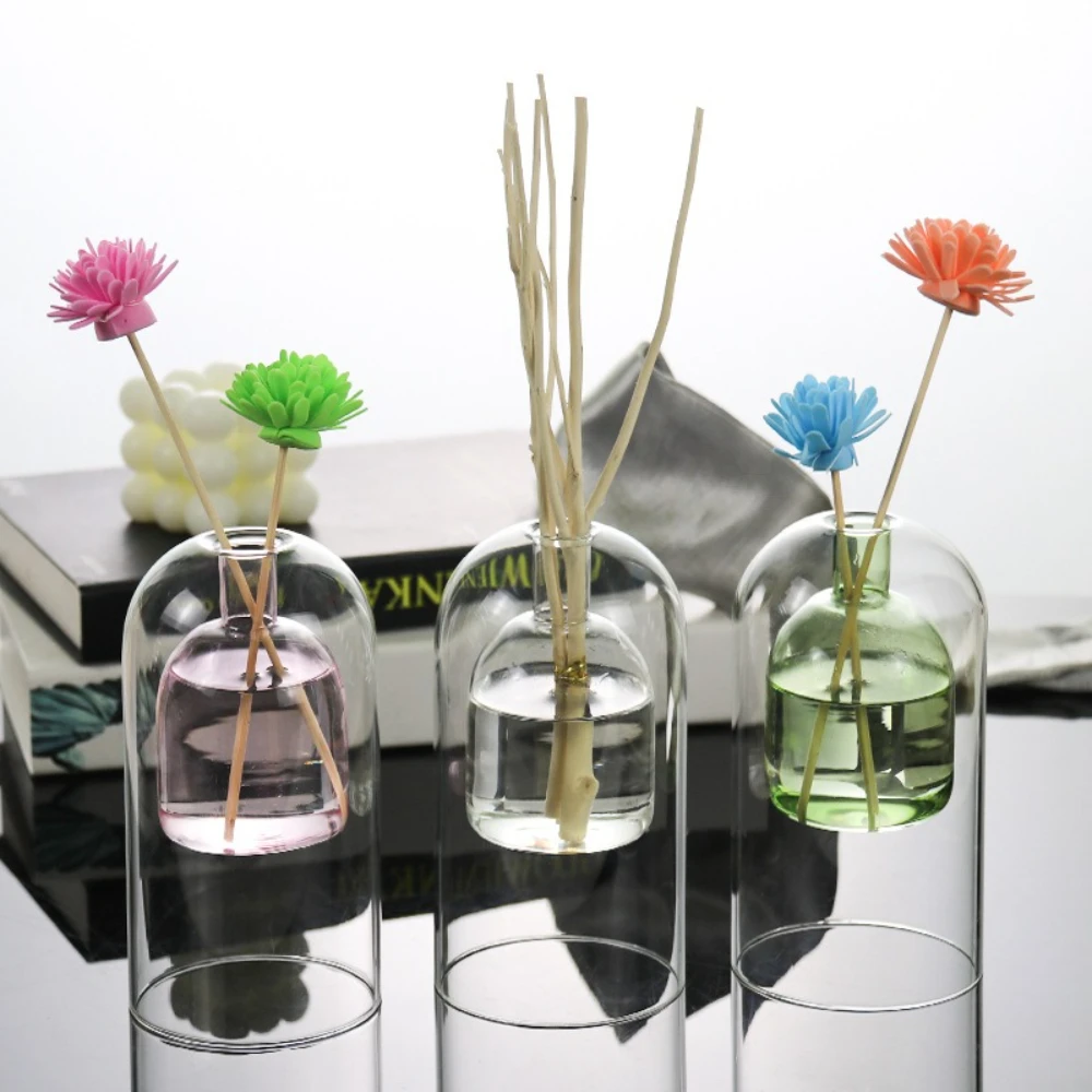 Minimalist Double Layer Glass Aromatherapy Bottle European Style Home Living Room Bedroom Flameless Volatile Vase Ornament