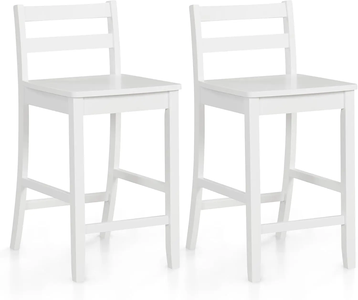 

Wooden Bar Stools Set of 2, 24-Inch Counter Height Stools with Ergonomic Backrest & Footrest, Farmhouse High Dining Chai