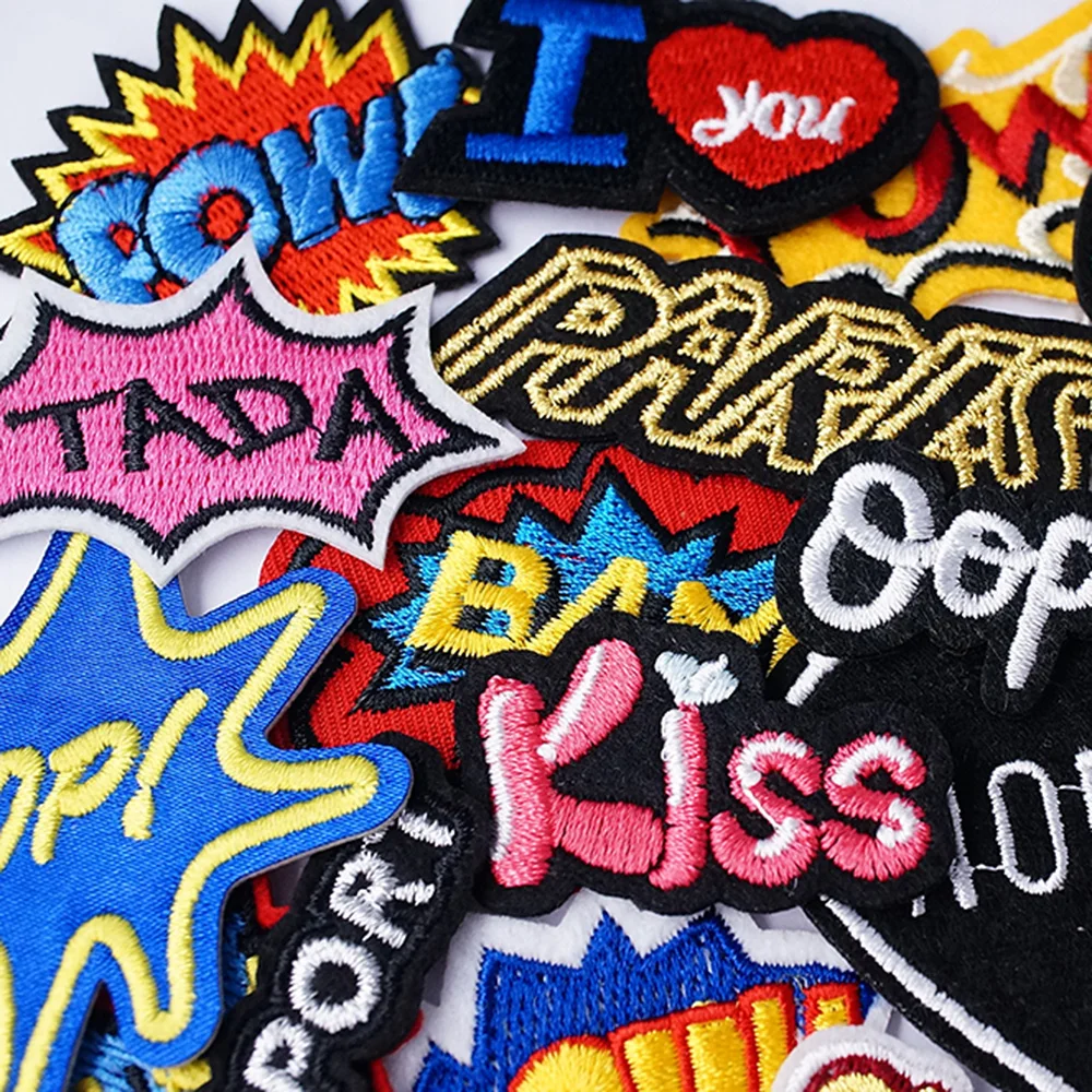 Hello Boy Gilr Kiss My Patch Badges Embroidery Patches Applique Ironing Clothing Sewing Supplies Decorative Sport Look