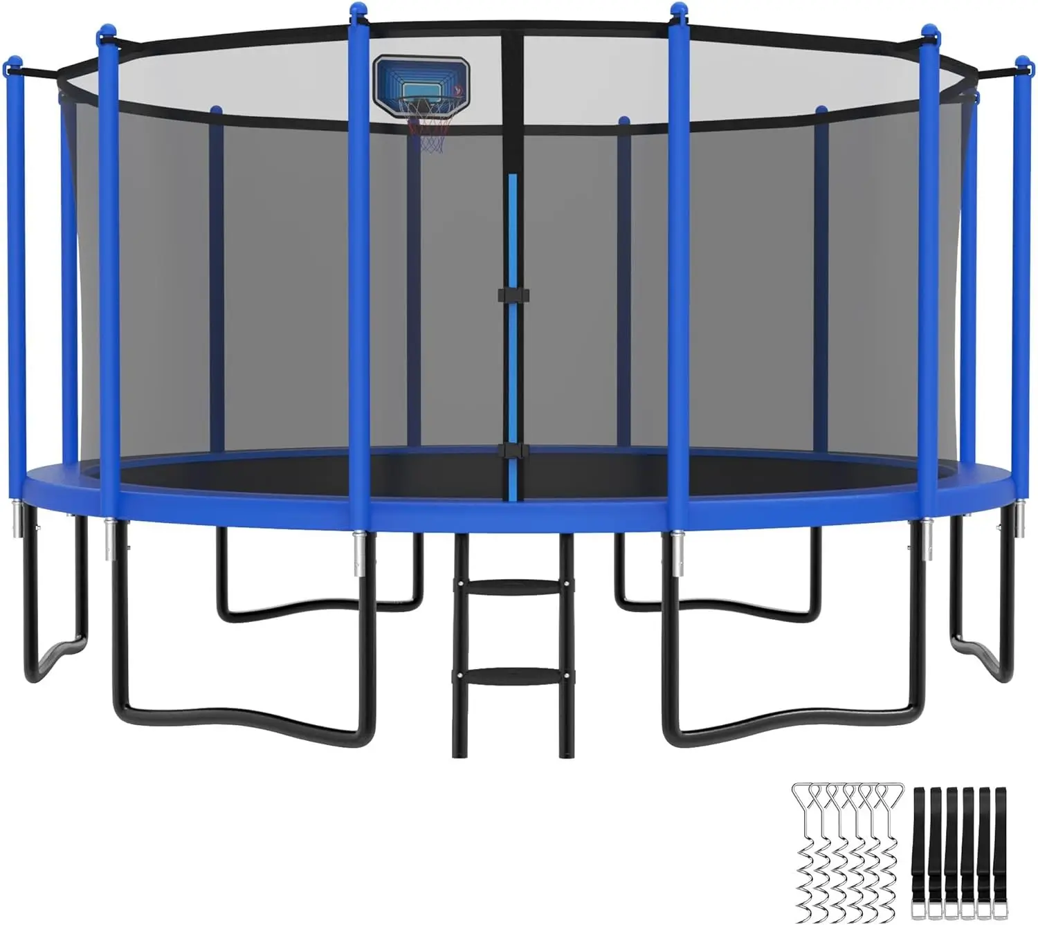 

Tranpoline 8FT Tranpoline для детей и взрослых 1500 фунтов Tranpoline с баскетбольным кольцом, сеткой для корпуса, синий