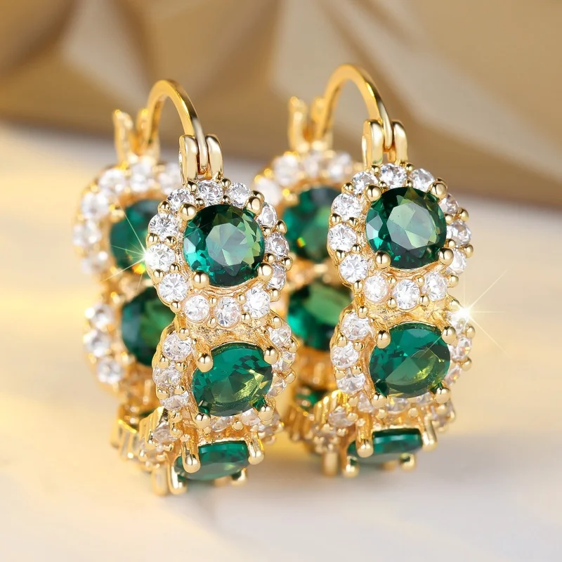 2026 New Sparkling Red and White Zircon Geometric Design Ear Buckle Women's Multi Color Klein Personalized Style Accessories