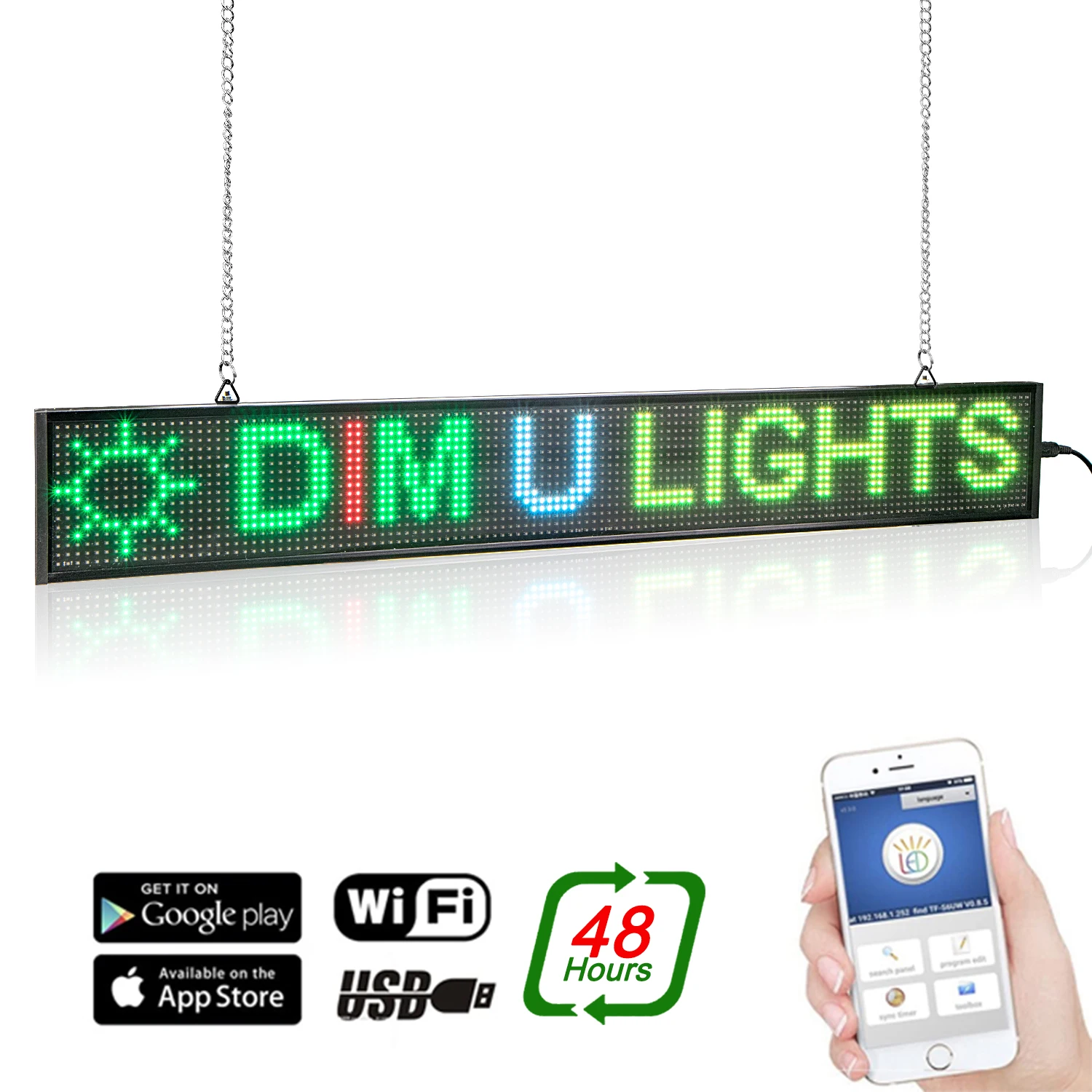 66Cm Led Sign Scherm P5 Rgb Full-Color 16*128 Pixel Telefoon Wifi Of Usb Programmeerbare Scrolling tekst Led Reclame Display Board