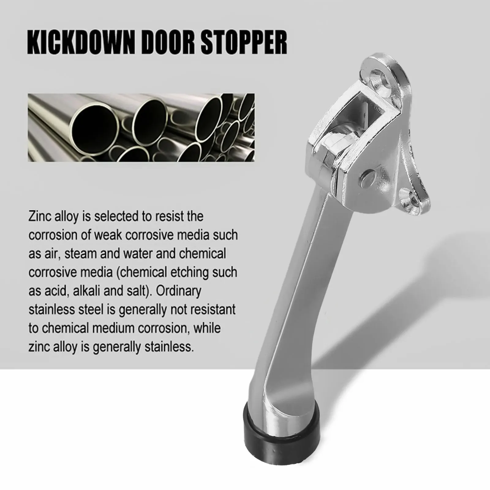 

1Pc Door Stopper Kick Down Zinc Alloy Foot-Operated Lever Door Stop Non-Slip Rubber Hardware For Home Decoration