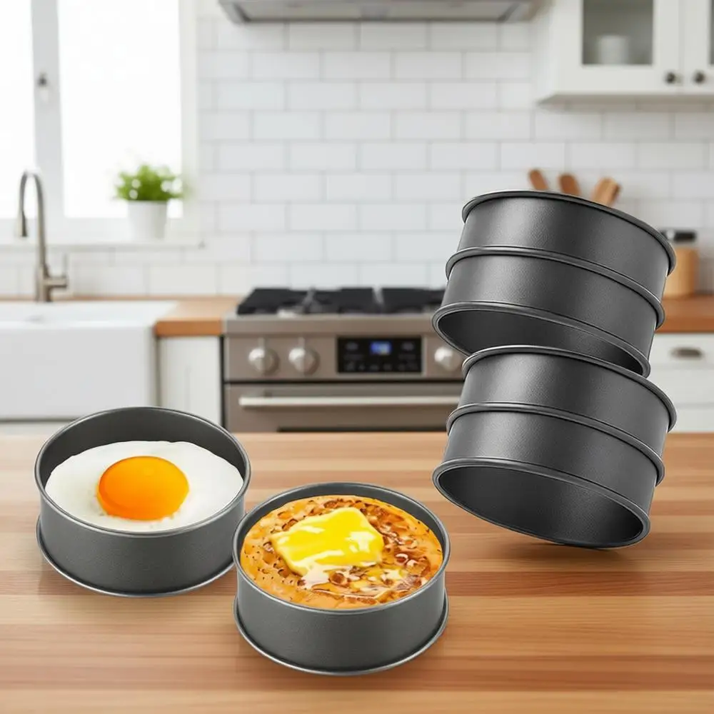 

Набор из 6 металлических форм для английских маффинов (3,5 дюйма) с антипригарным покрытием - для приготовления яиц и других блюд