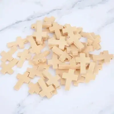 

50pcs Wooden Cross Pendant Shaped Charms for Necklace Bracelet DIY Jewelry Making Supplies Small Unique Creative