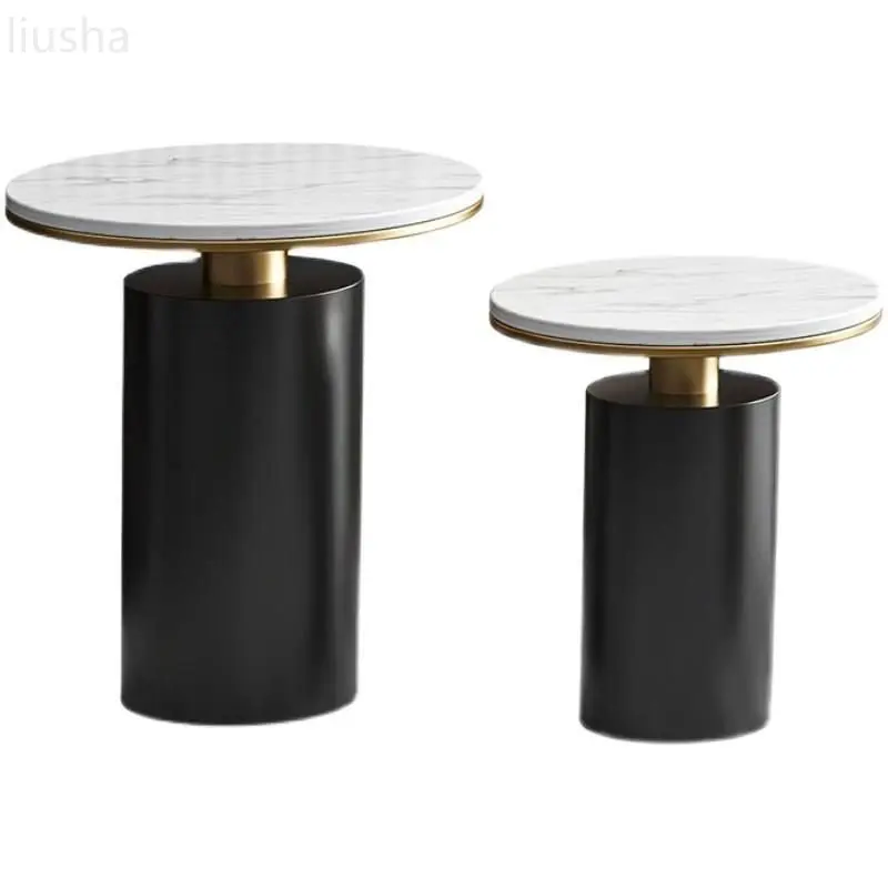 Light luxury creative marble small coffee table table side table family living room sofa corner round coffee table tea table