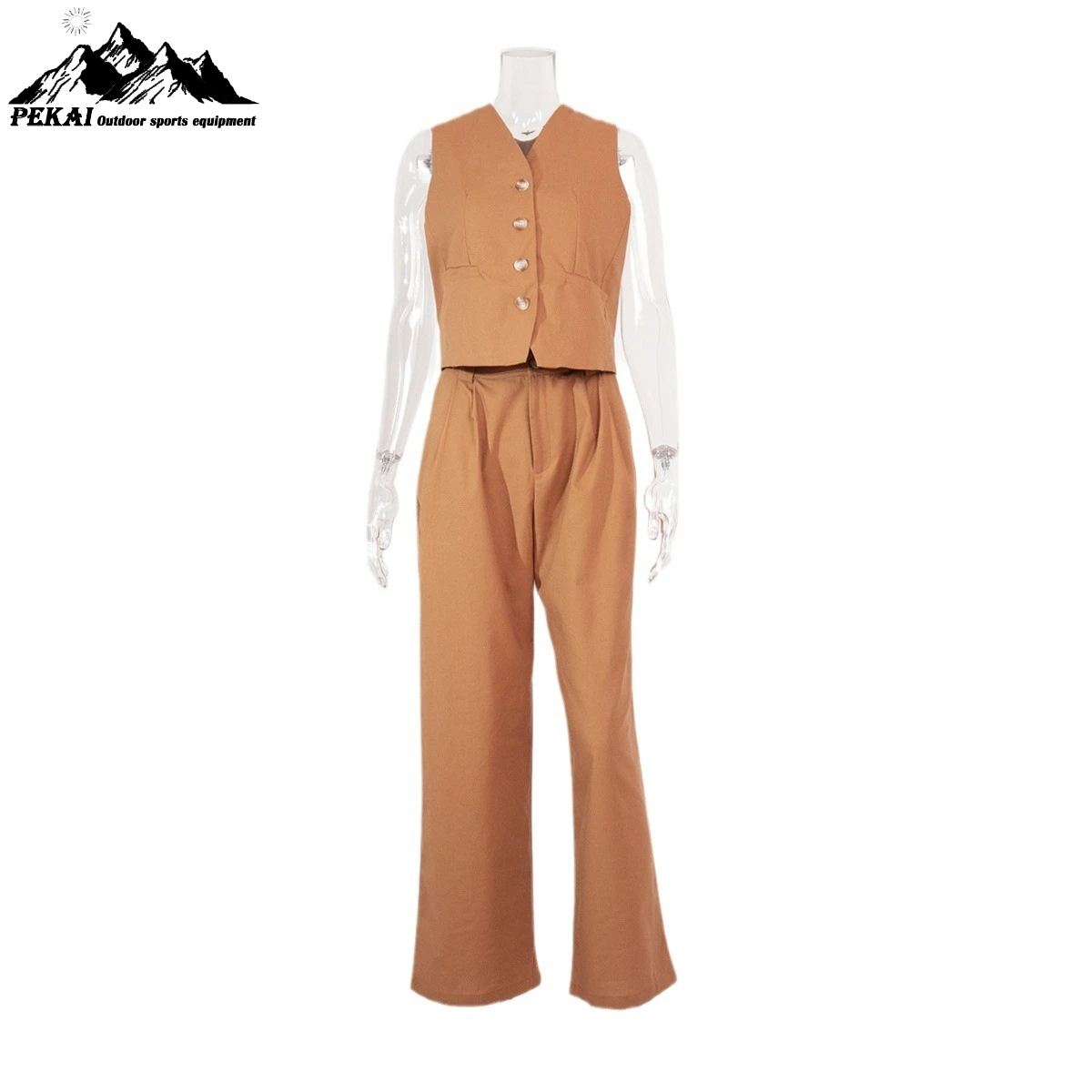 조끼 캐주얼 바지 세트 유럽 및 미국 2025 봄/여름 신상 여성 패션 민소매 조끼 로우 웨이스트 바지 세트