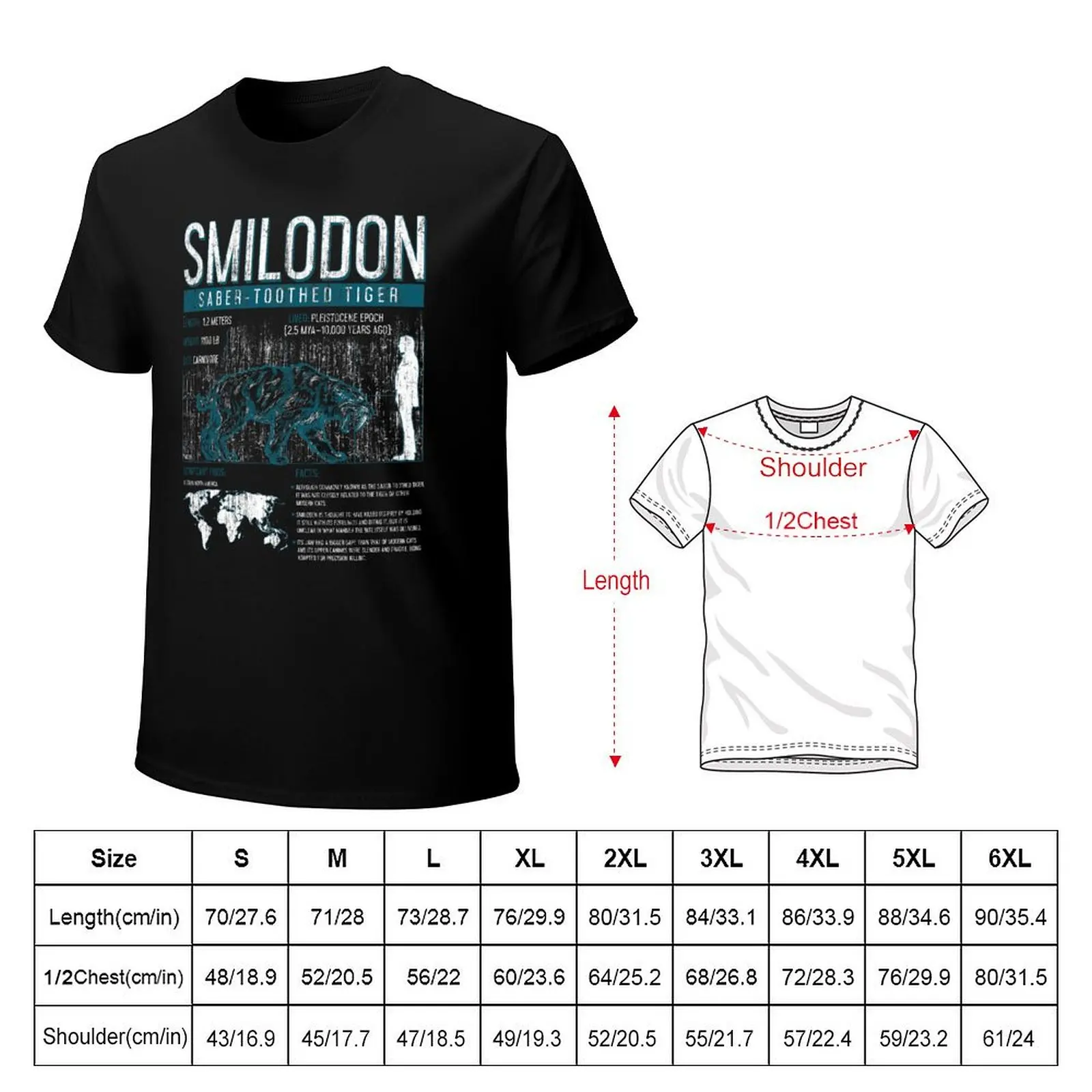 Smilodon - Saber-Toothed Tiger Dinosaur Science Facts T-Shirt g man t shirts for men T-Shirt