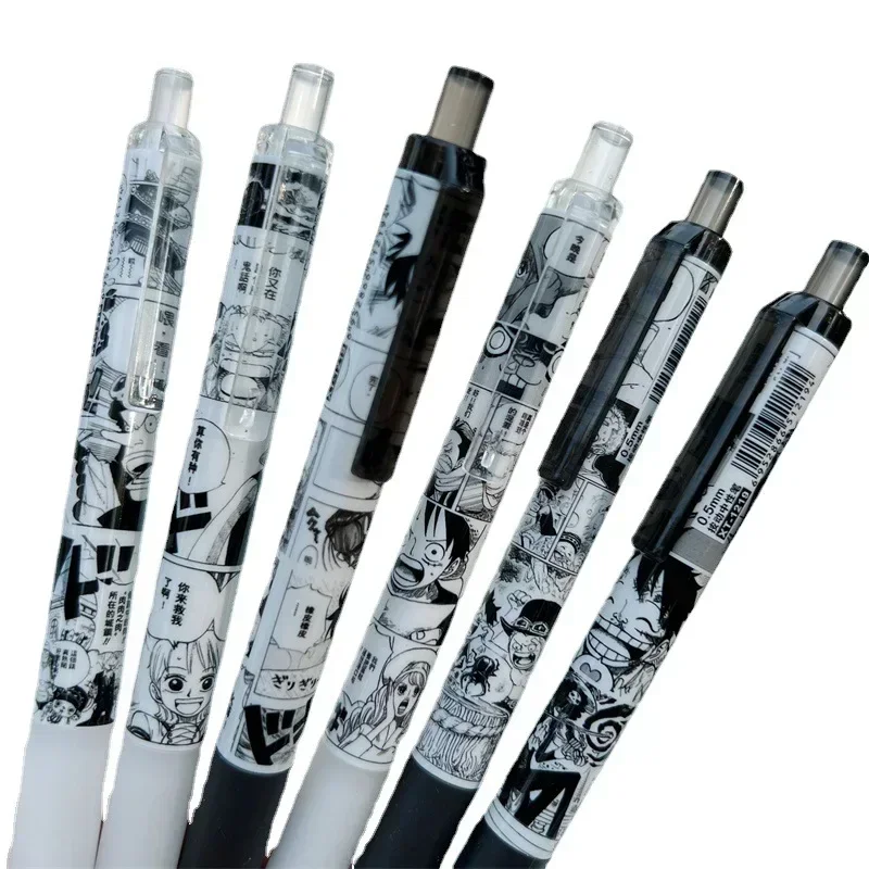 6Pcs Anime ONE PIECE 0.5mm Pens Luffy Zoro Sanji Nami Usopp Robi Gel Pens School Office Stationary Supplies Gifts Kids Toys