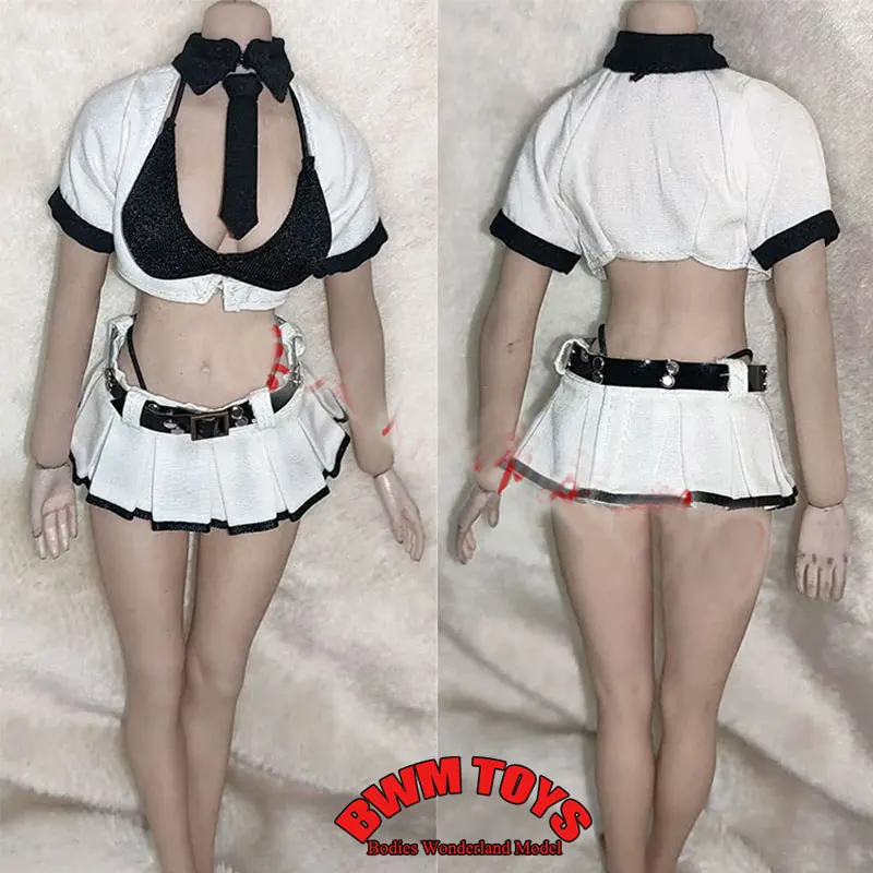 Handmade 1/6 Scale Female Soldier Short Sailor Uniform Pleated Skirt With Belt Model Clothes For 12inch Action Figure Doll