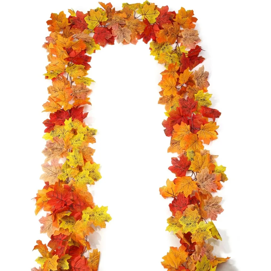 

SITUMEIZI, 2 упаковки, осенняя гирлянда, 13 футов, осенняя гирлянда из листьев для Дня Благодарения, камина, вечерние декорации, осенние гирлянды с листьями на осень D