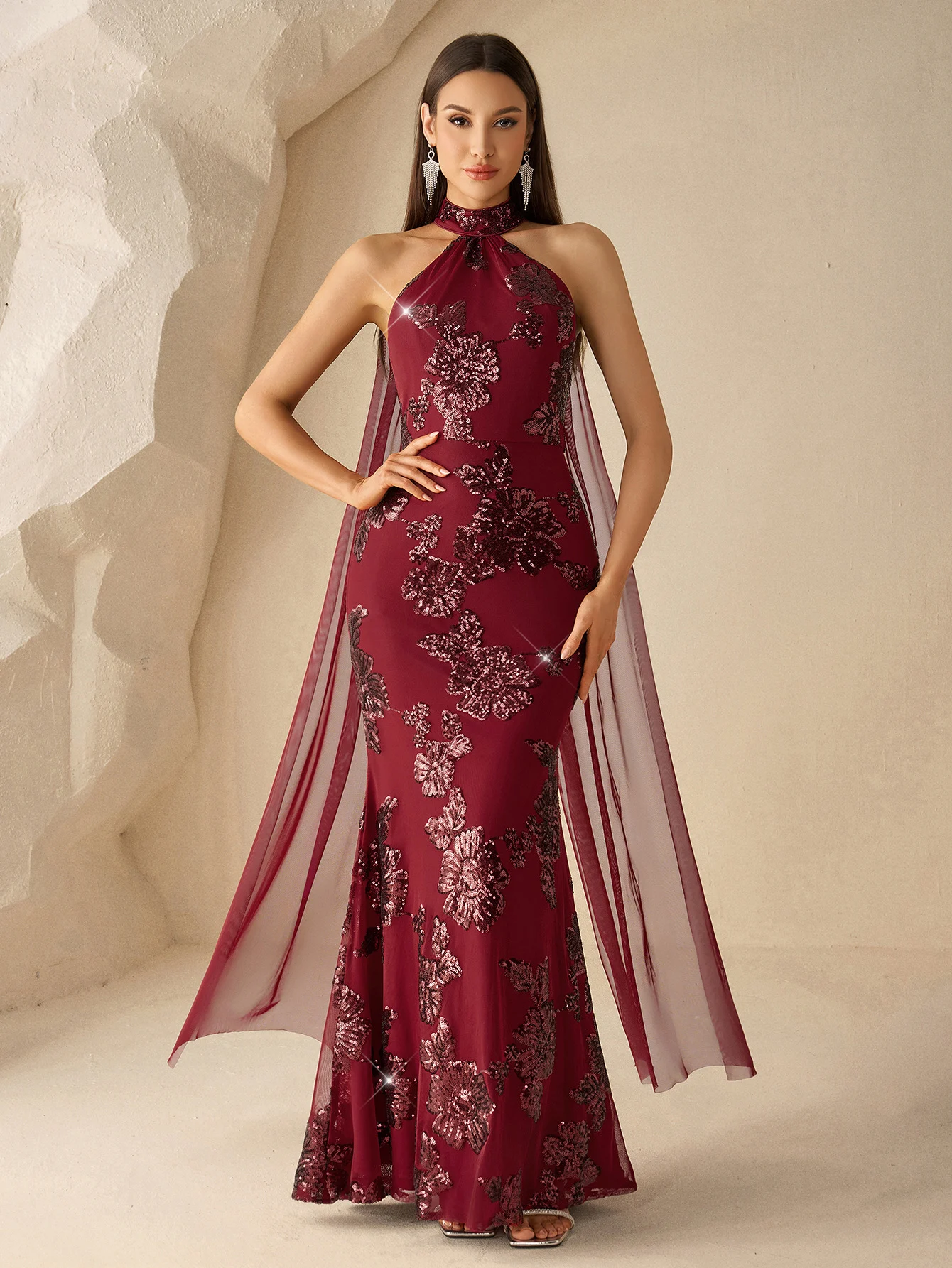 xucthhc-new-wine-red-halter-sequin-embroidered-mermaid-evening-gown-backless-cape-christmas-party-dress