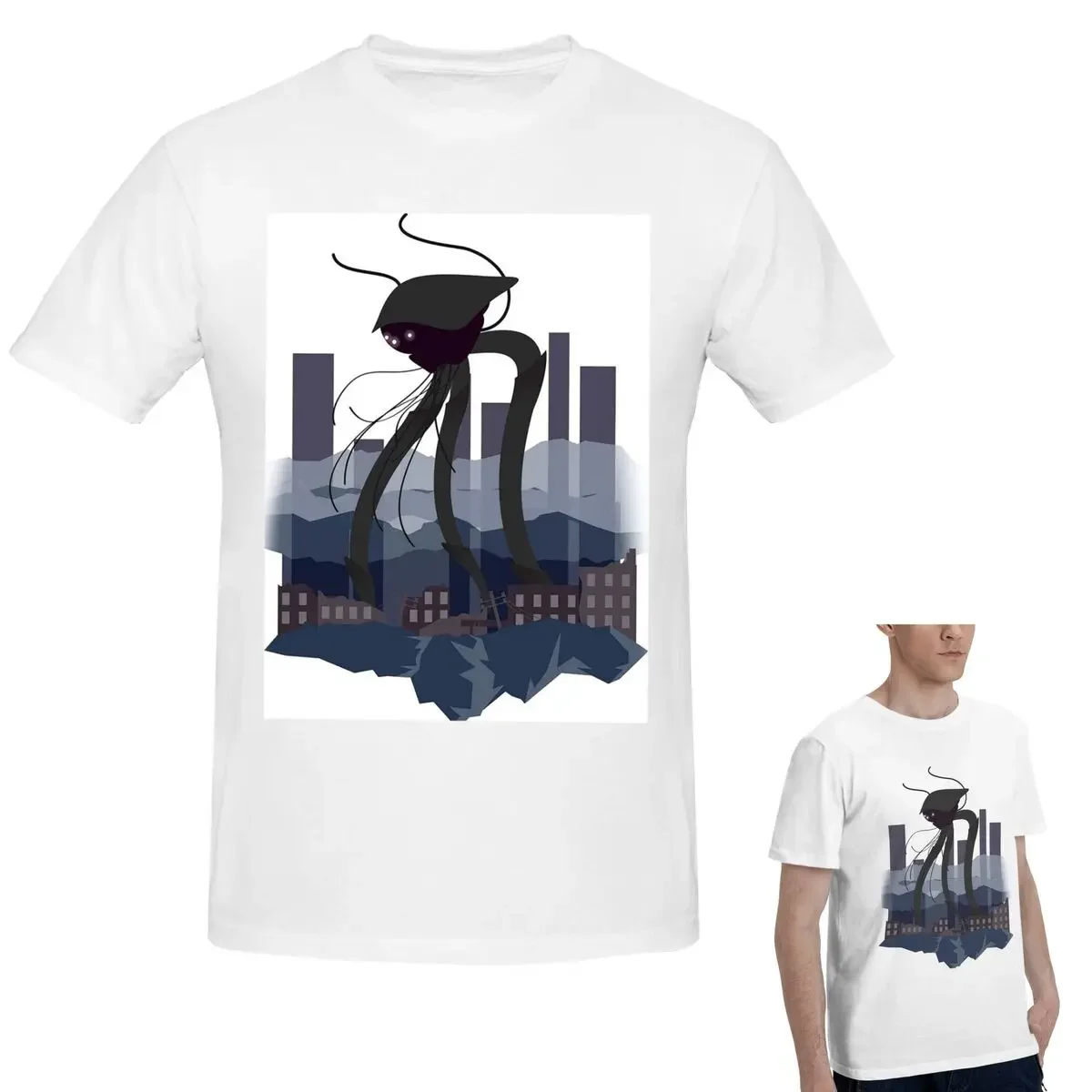 

100% Cotton War Of The Worlds Martian Tripod T-Shirt Men's Fashion Oversized T Shirt Men O-Neck Summer Shirts Tops S-6XL