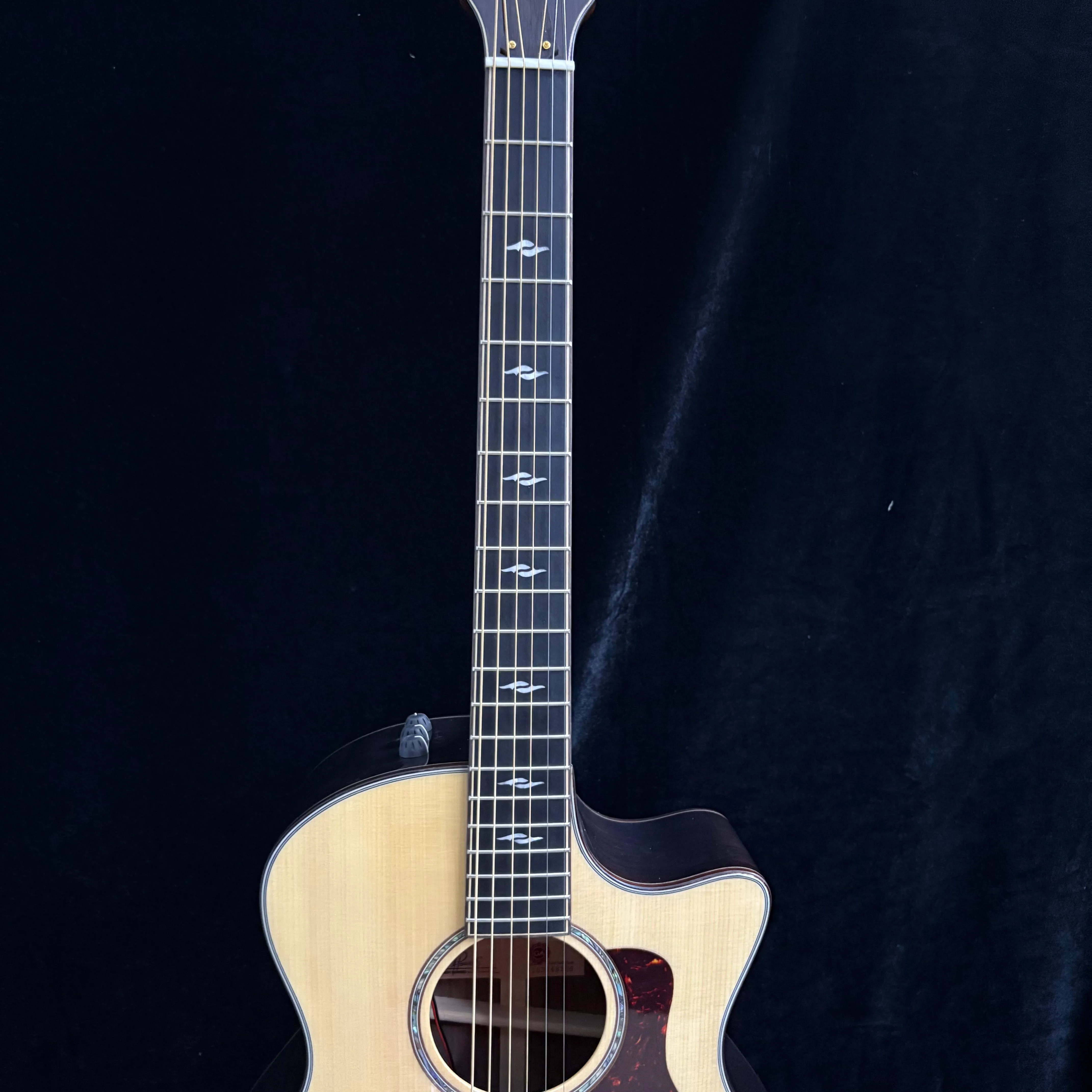 White Wood 814+EQ Folk Guitar Spruce Panel GA Bucket with ES2 Shape EQ Gold Knob Wave Shell Bird Inlay Professional Beginner Hot