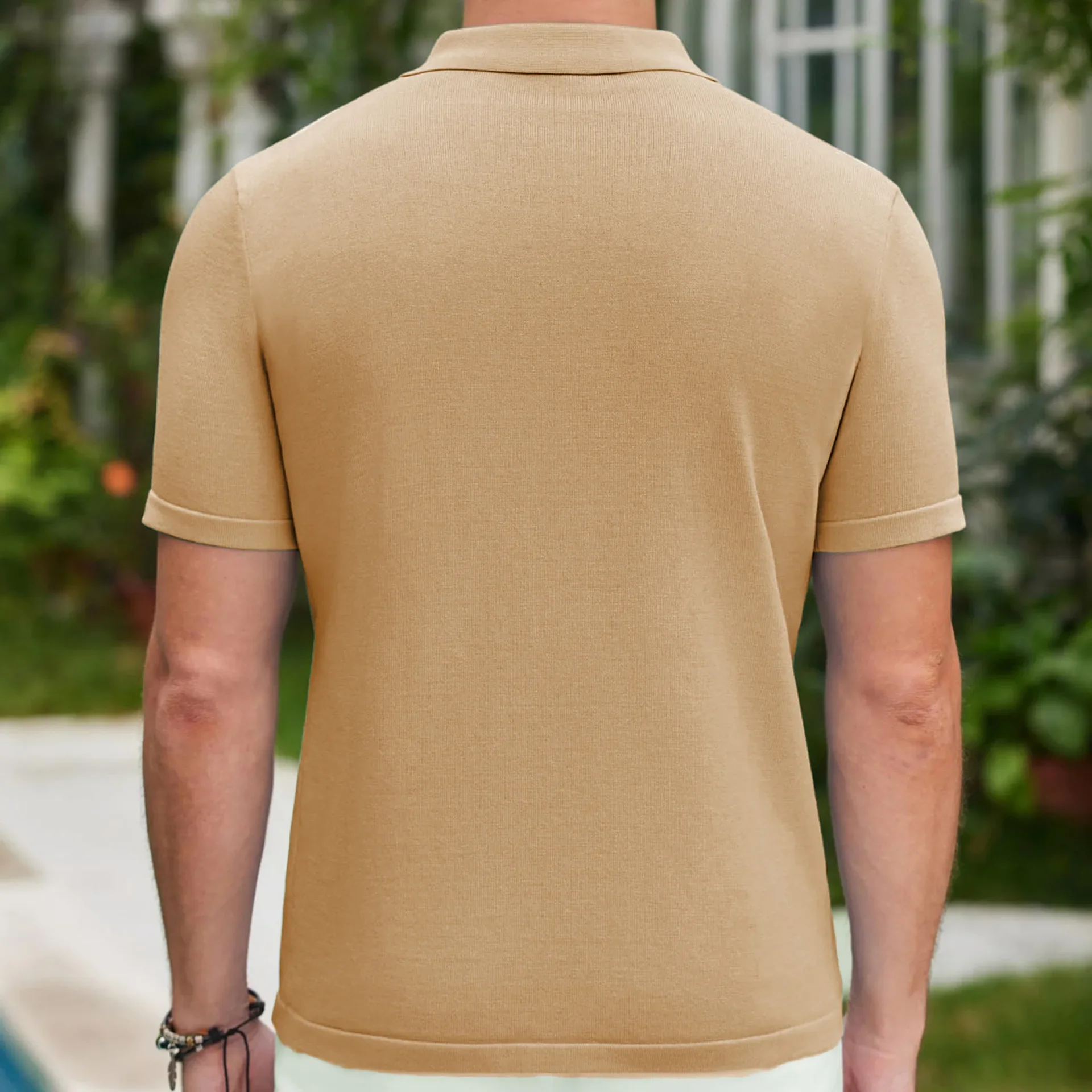 Pop Europe And The United States Men's Business Leisure Knitted Polo Shirt Summer New Ice Cool Silk Fashion Men's Knitwear