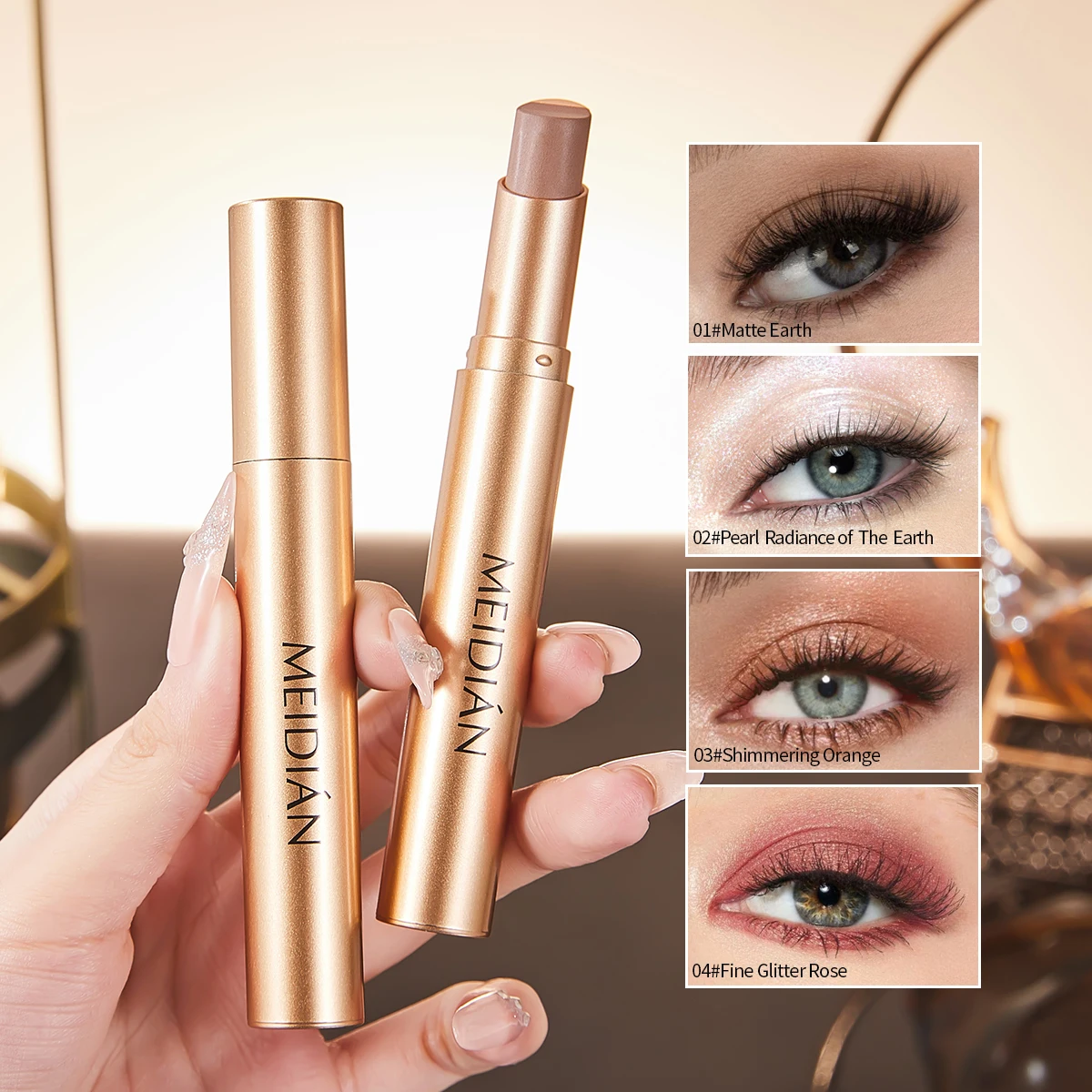 Three Color Eye Shadow Stick, Waterproof and Sweat Resistant, Easy to Apply, Suitable for Beginners to Create Amazing Eye Makeup