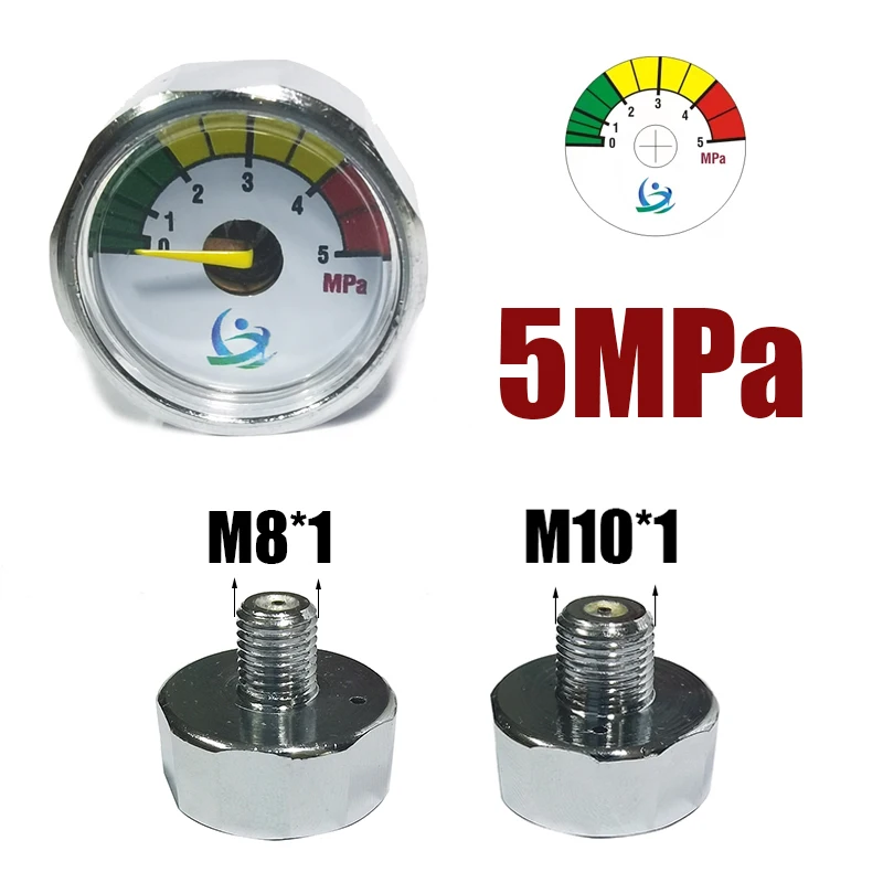 Mini Micro manómetro de medición de 25mm/1 pulgada, medidor de presión, bomba de mano de aire comprimido, regulador HPA de buceo, M8 * 1 M10 * 1 1/8NPT 1/8BSPP