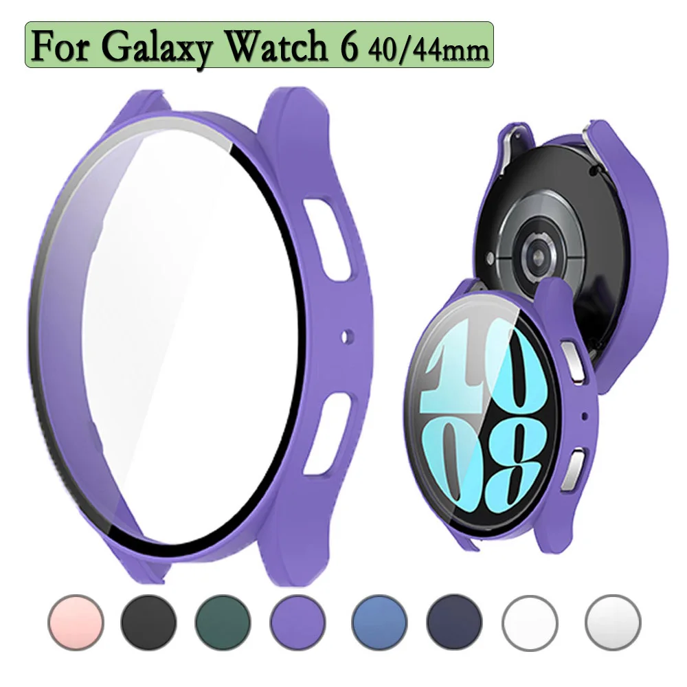 

Защитный чехол 2-в-1 с защитой экрана из закаленного стекла для Samsung Galaxy Watch 6 защитный чехол-бампер для часов с пленкой