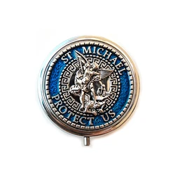 Retro Metal Guadalupe Holy Grail Saint Benedict Rosary Gift Boxes Round Religious Jewelry Packing Case