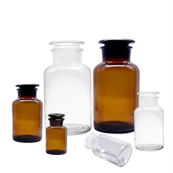 Lab 30ml-1000ml Clear/Brown Glass Reagent Bottles Frosted Mouth Sealed Vials with scale chemical experiment equipment