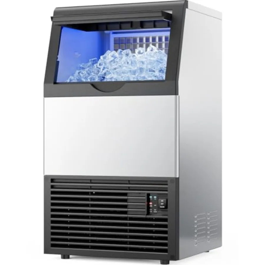 

Commercial Ice Maker Machine, 100lbs/24H with 33lbs Ice Storage Under Counter Ice Machine, Stainless Steel Built-in Freestandin