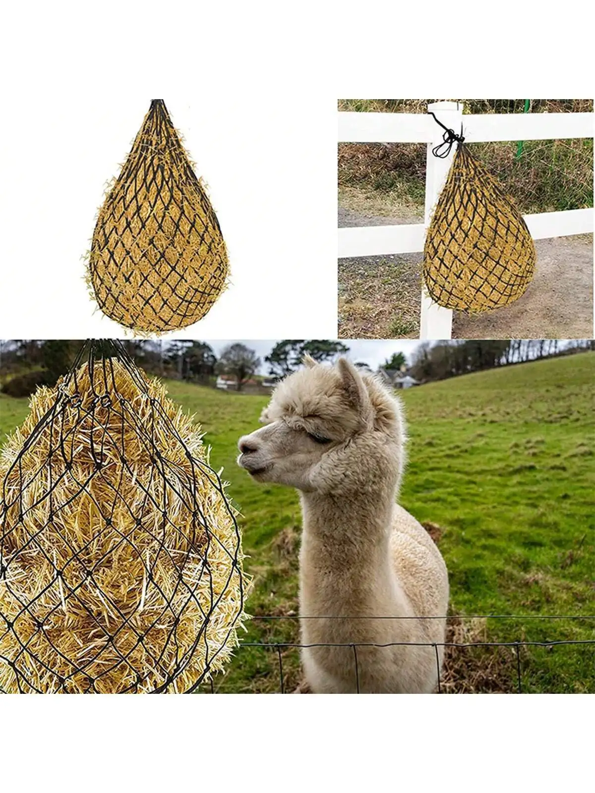 2pc Stable Hay Bag, Horse Feeder, Slow Feed Hay Net With Small Holes, Nylon Rope Net For Livestock Feeding, Reducing Anxiety And