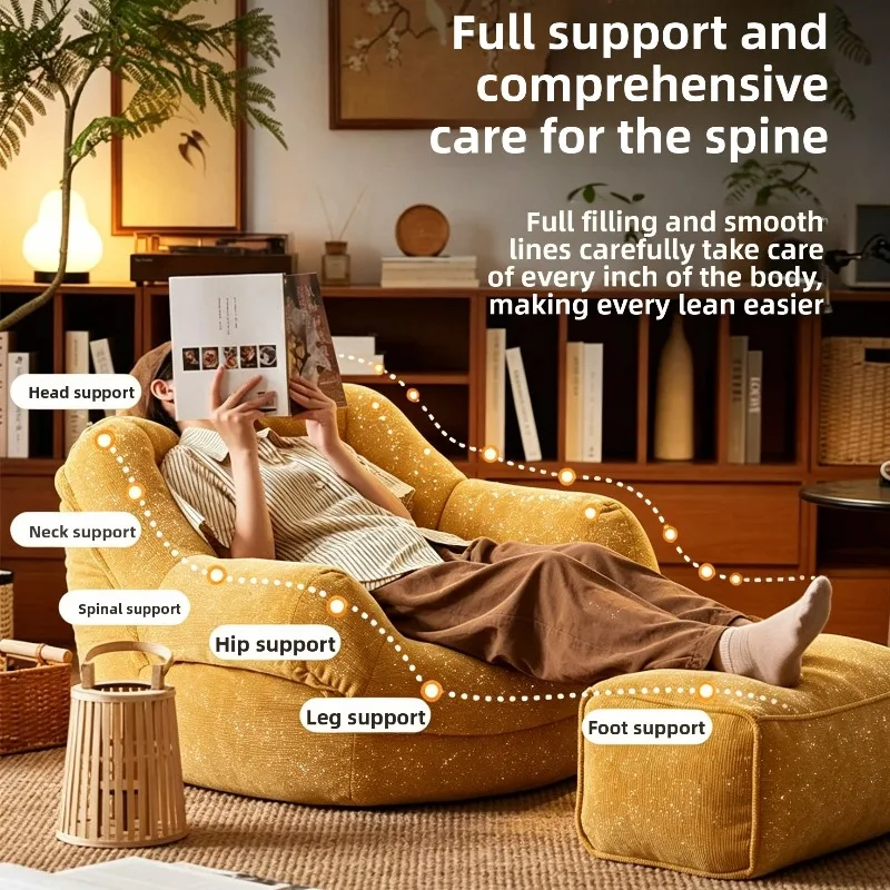 Reclinable Lazy Bean Bag Sofa Lounger Sleeping Comfort Minimalist Tatami Backrest Bedroom Single Floor Lazy Chair Furniture