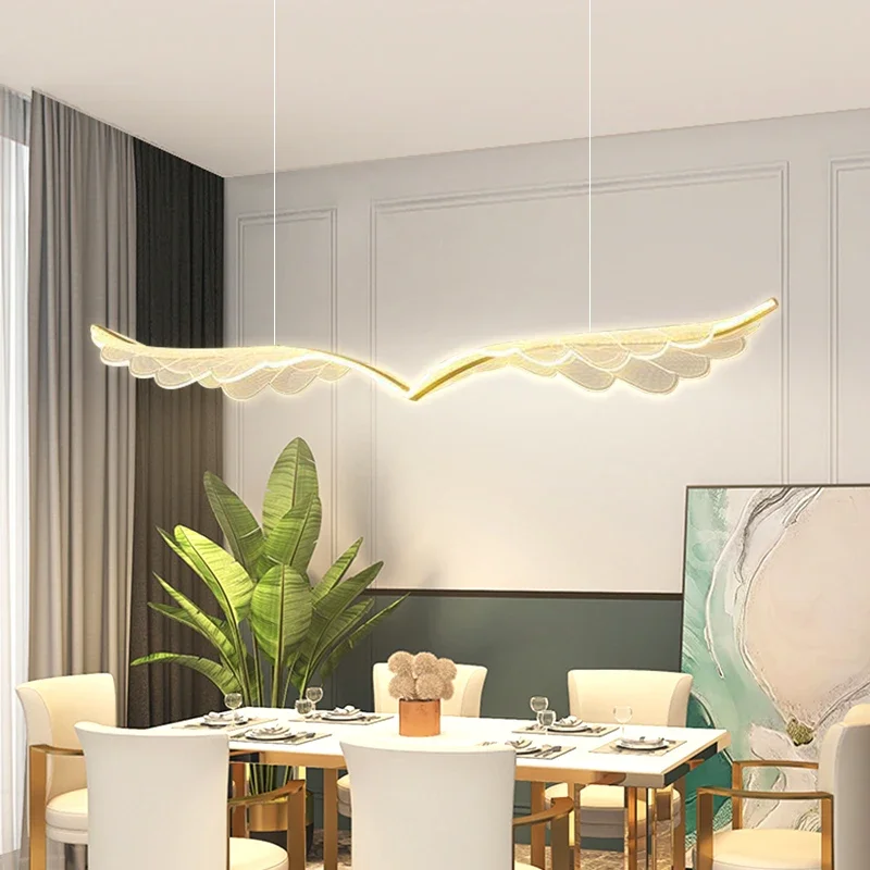 Modern Acrílico LED Pendant Light, Asas De Arte Simples, Tira Longa, Quarto Sala De Estar, Recepção, Loja Bar Contador, Lâmpada De Luxo