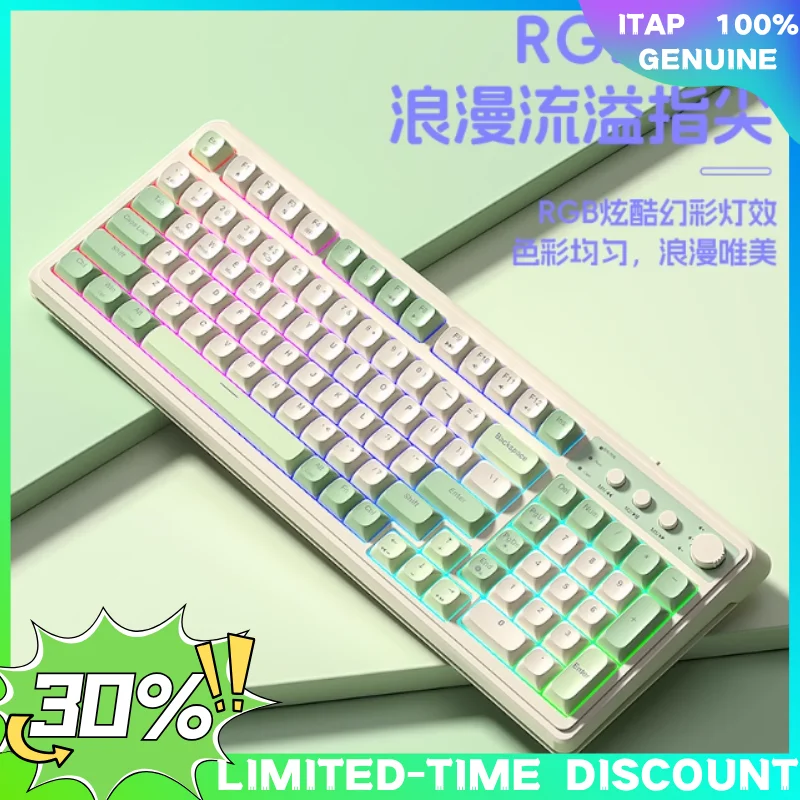 

AULA S99 Беспроводная Bluetooth-клавиатура RGB с тремя режимами, эргономичная ручка, клавиатура для киберспорта, ПК, геймер, офисные аксессуары для ноутбуков