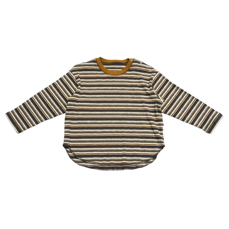 Vintage Striped T-Shirt Women's Autumn And Winter New Fashion Women's Crew Neck Base Shirt Long Sleeve Top