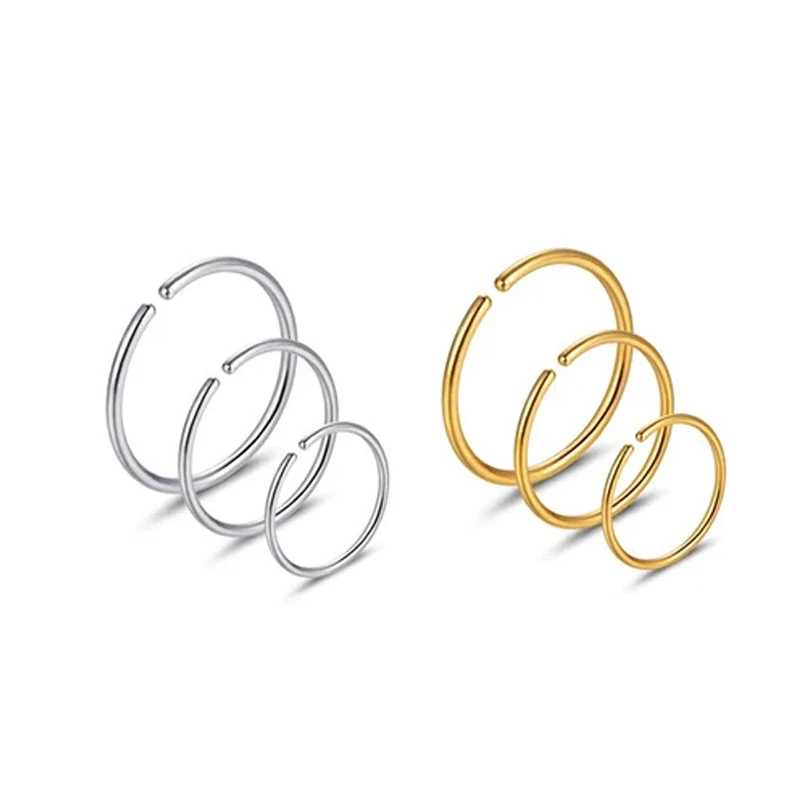 6pcs/lot Hypoallergenic Nose Rings Hoops 316L Surgical Stainless Steel 20G Earrings for Cartilage Tragus Helix Piercing Jewelry