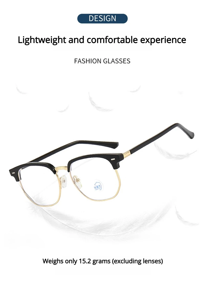 Leichte Augenbrauen-Anti-Blaulicht-Brille für Herren und Damen, klassische blaue Licht-blockierende Brille, modische Computer-Brille – Detail 6