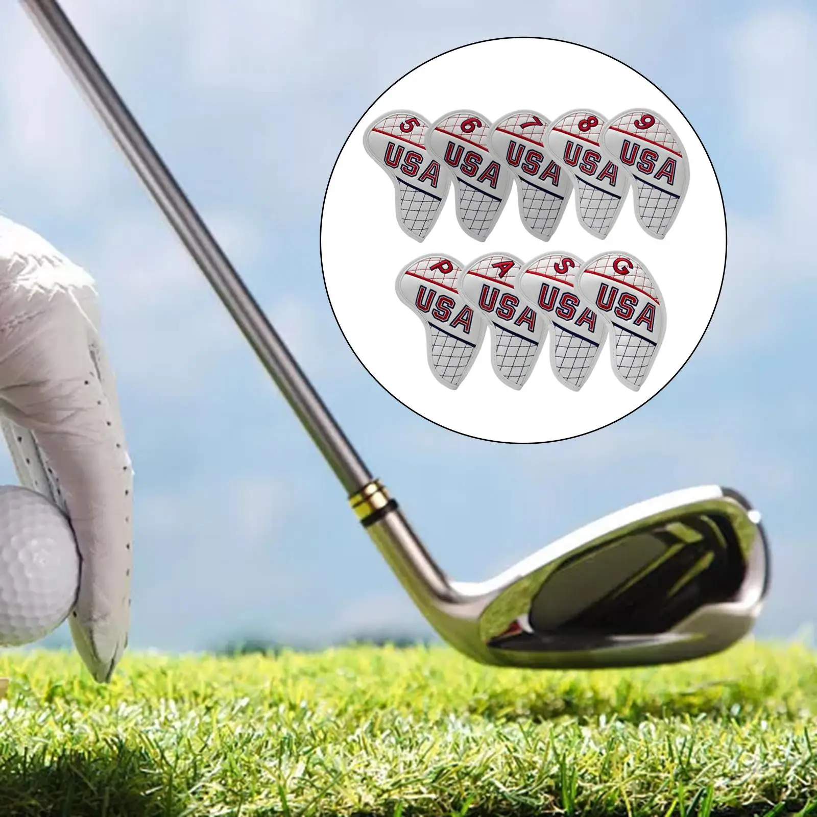 

Iron Set, W/ No. Tag Colorful Number Embroidered Waterproof for Golf Clubs