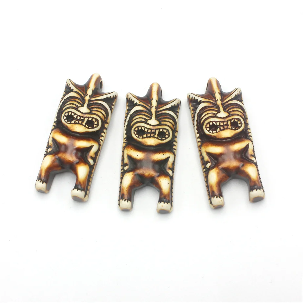 10/20pcs Hawaiian Tiki Totem Pendants Resin TIKI Charms for DIY Jewelry Making Necklaces Decoration Crafts
