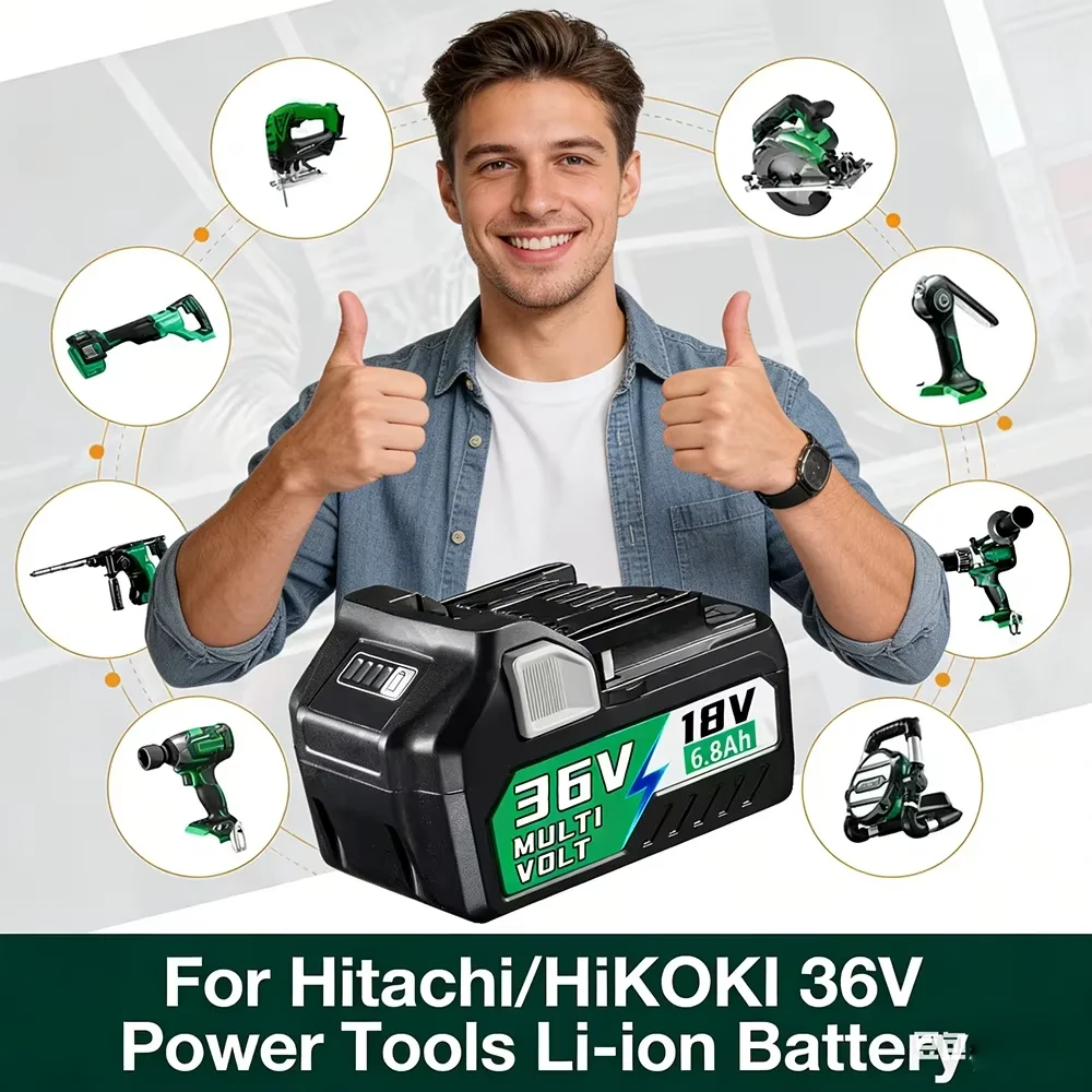 Save Big! 18V/36V 6800mAh HiKOKI Battery BSL1830 BSL1850 BSL1860 BCL1815 EBM1830