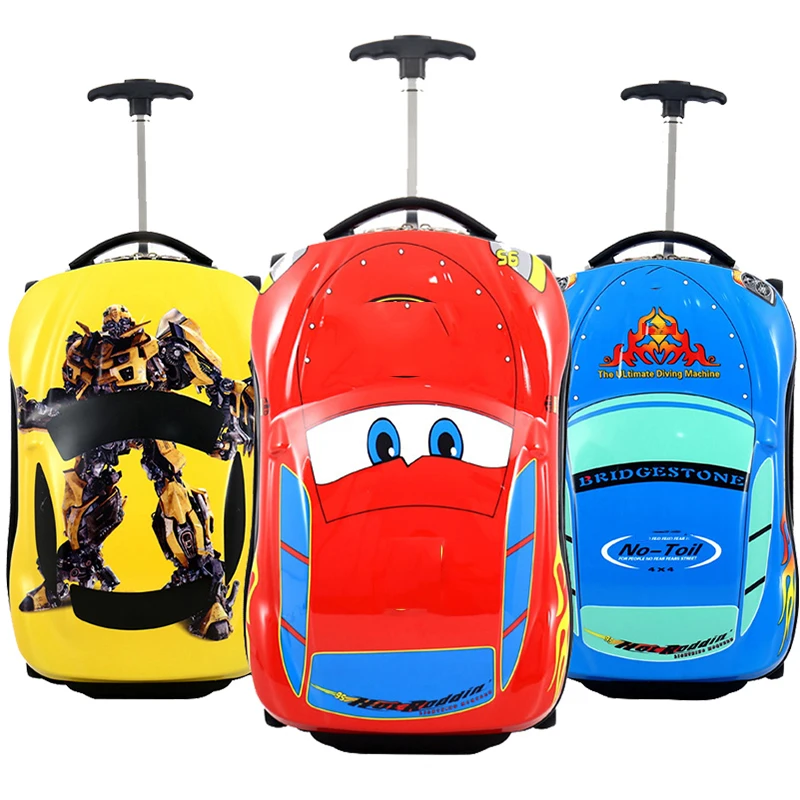 Maleta de viaje con ruedas para niños con coche 3D, Maleta con ruedas, Maleta con ruedas de viaje con dibujos animados para niños, maleta con ruedas