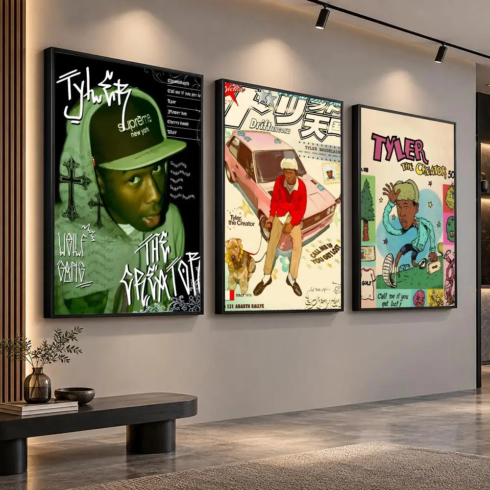 Singer T-Tyler The Creator Poster Home Living Bed Room Bar Hallway Sticky Wall Printing Waterproof Aesthetic Decor