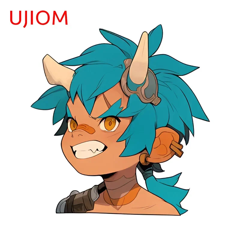 UJIOM 13cm X 12.1cm Chibi Furry Boy Wall Stickers Blue Hair Golden Eyes Anime Wallpaper Decal 3D Switch Panel Decoration