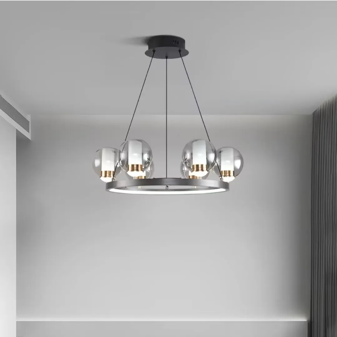 Luxurious Magic Bean Glass Ball Chandelier, Simple Artistic Eye Protecting Lamp, Glass Ball Bubble Lamp, Full Spectrum LED Lamp