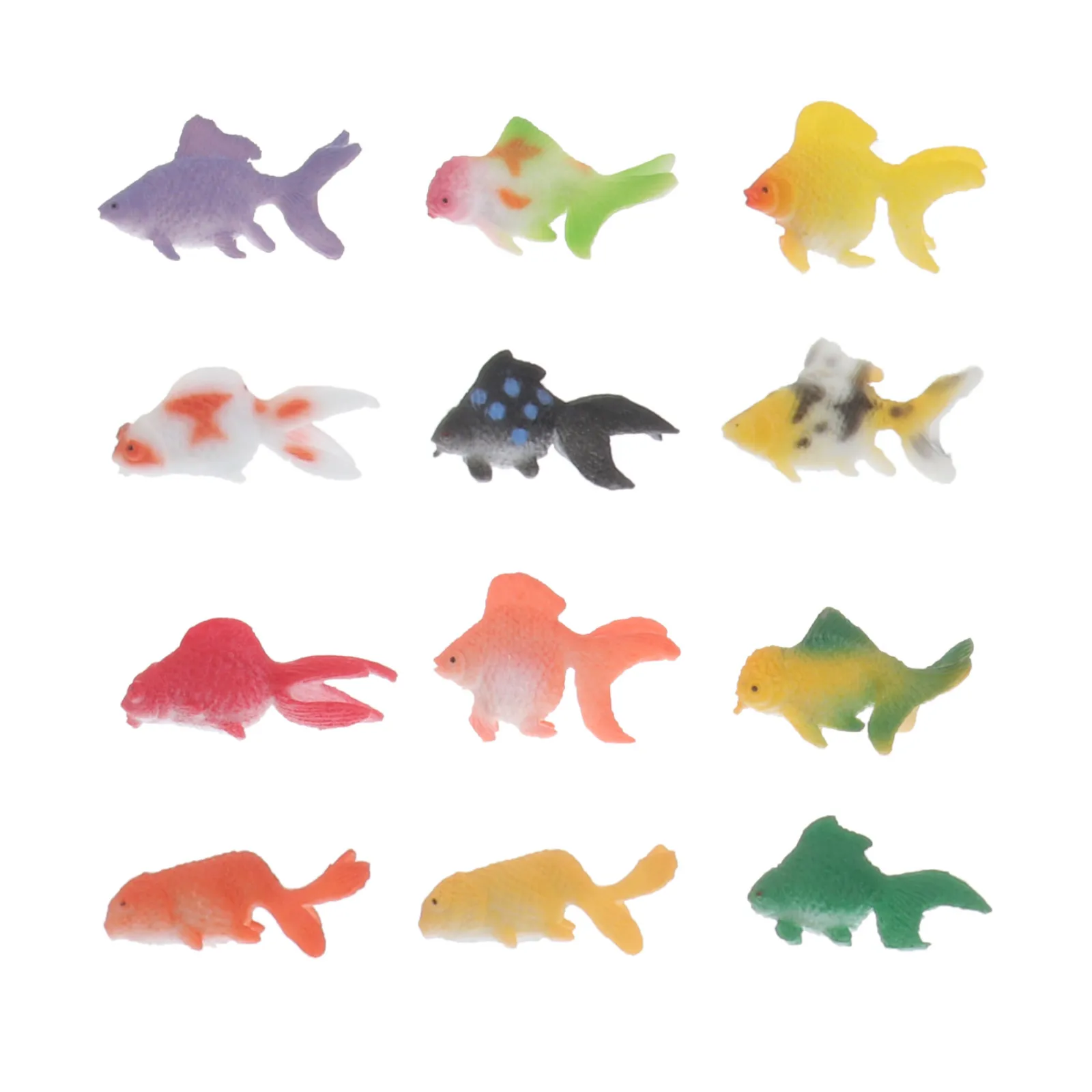 12pcs Colorful Mini Goldfish Figures, 2cm Plastic Decorative Toys for Desk, Home & Office Decoration