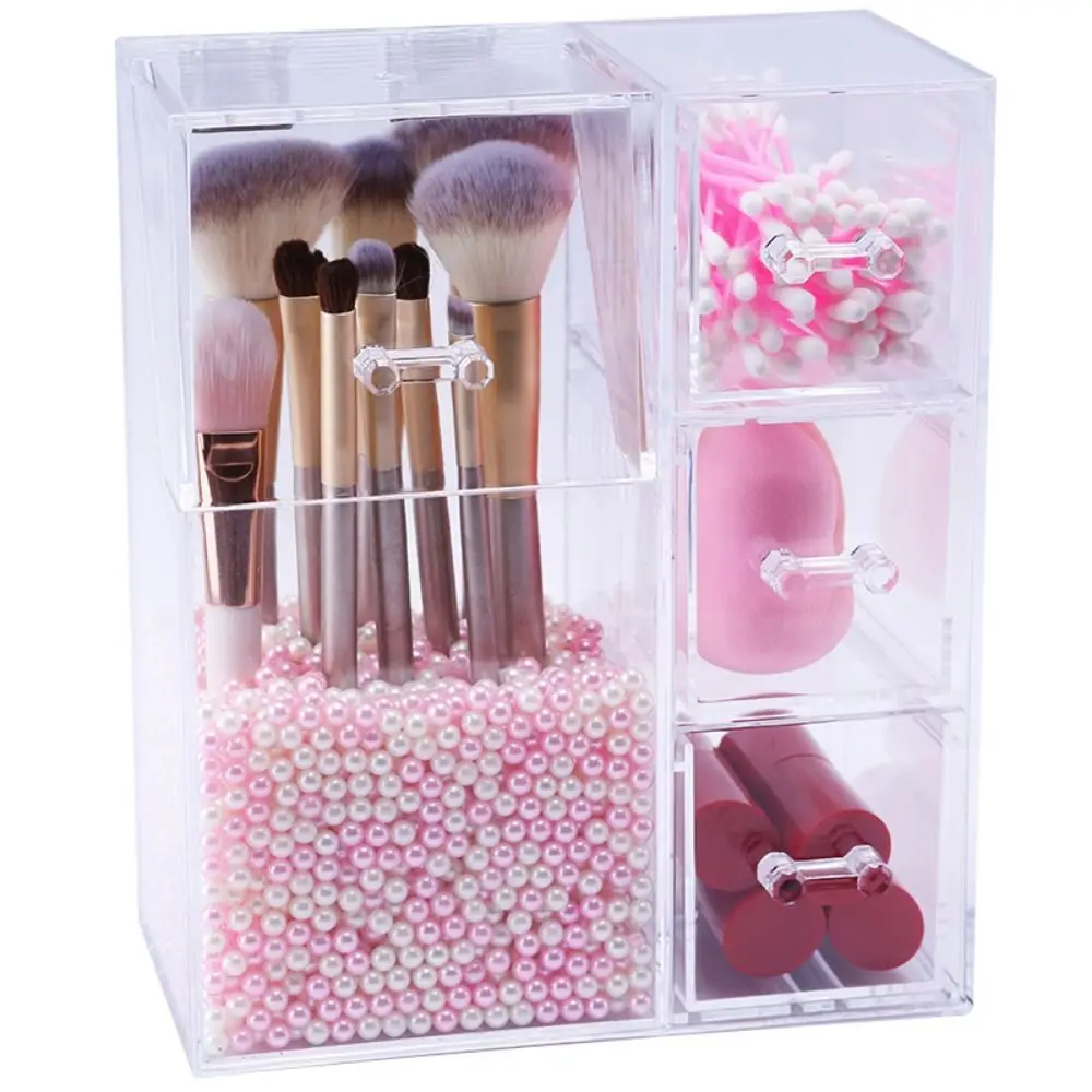 Acrylic Makeup Brush Holder Transparent Clear Makeup Brush Storage Bucket Multi-Functional Makeup Brush Organizer Vanity Table