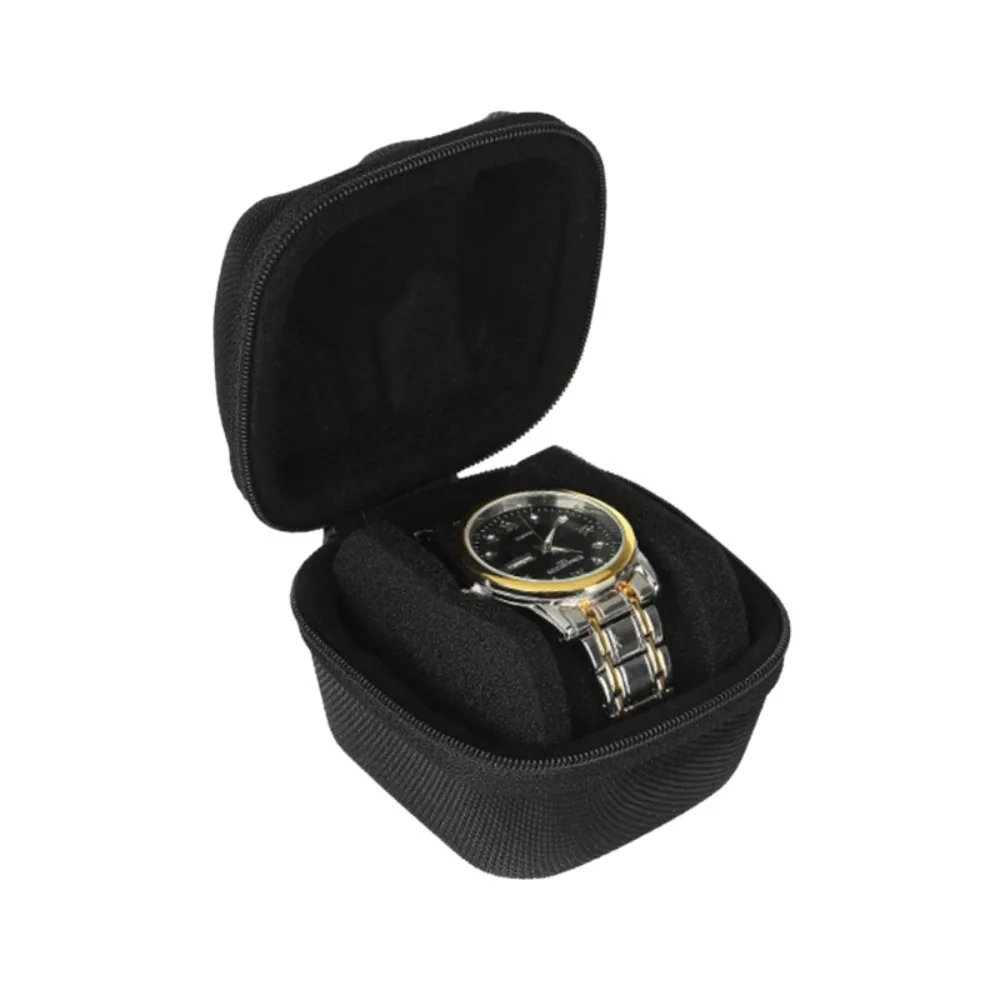 ที่ไม่ซ้ํากันแบบพกพานาฬิกากล่องซิปกันน้ํานาฬิกาข้อมือกล่องฟองน้ําสนับสนุนสีดํากระเป๋าเดินทาง Smartwatch