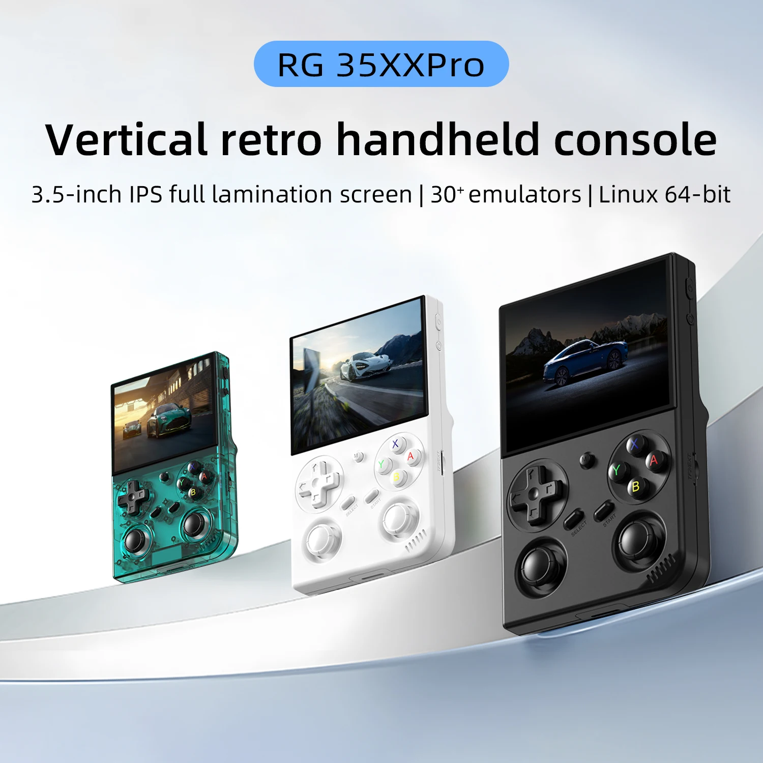 ANBERNIC RG35XX PRO 수직형 레트로 게임 콘솔 3.5인치 IPS OCA 스크린 리눅스 64비트 트루 듀얼 조이스틱 진동 모터 RixelHK