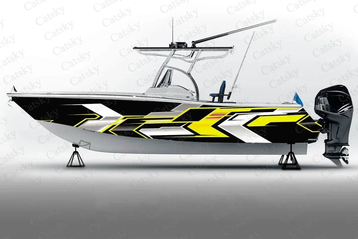 Abstract Colorful Vector Graphics Eye Catching Boat Sticker Vinyl Ship Pontoon Deck Boat Fishing Decorative Pontoon Boats Decal
