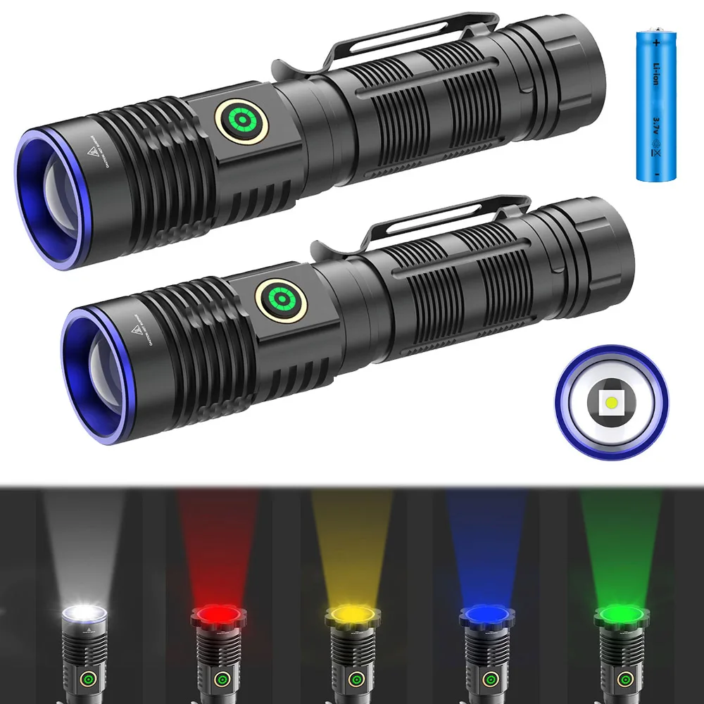 30W Zoomable Aluminum Alloy Flashlight Cover Torch For Camping/Hiking/Fishing/Hunt 5 Colors (White+Red+Green+Blue+Yellow) Light