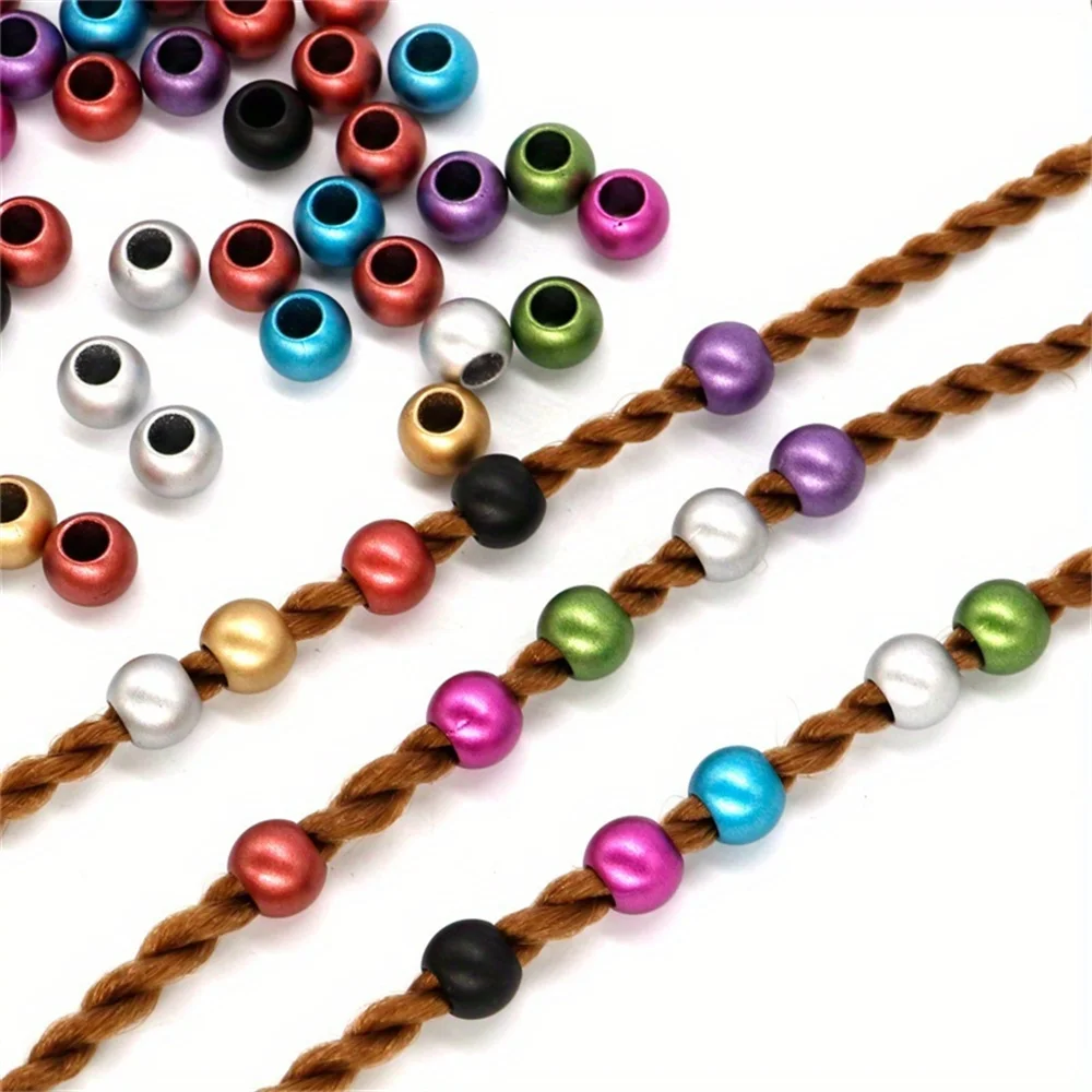 60pcs 12mm Large Hole Round Beads Mixed Color Beads DIY Bracelet Hair Accessories Acrylic Spacer Beads Decorative Beads Gift