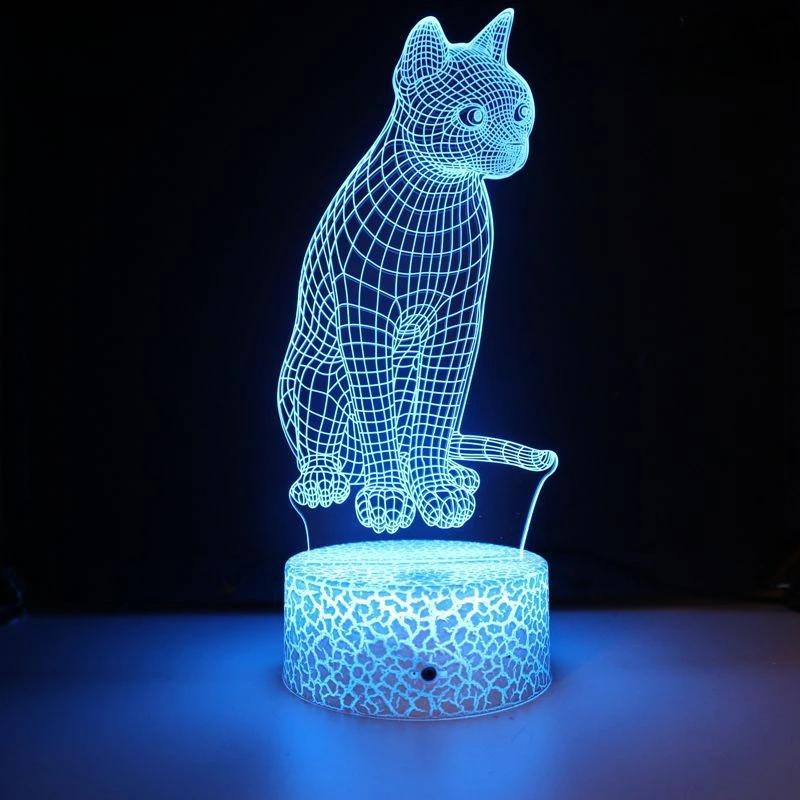 Nighdn-Cat Acrílico LED Night Light, 3D Illusion, Night Lamp, Casa, Decoração do Quarto, Birthday, Christmas Gifts for Kids, Meninos, Meninas