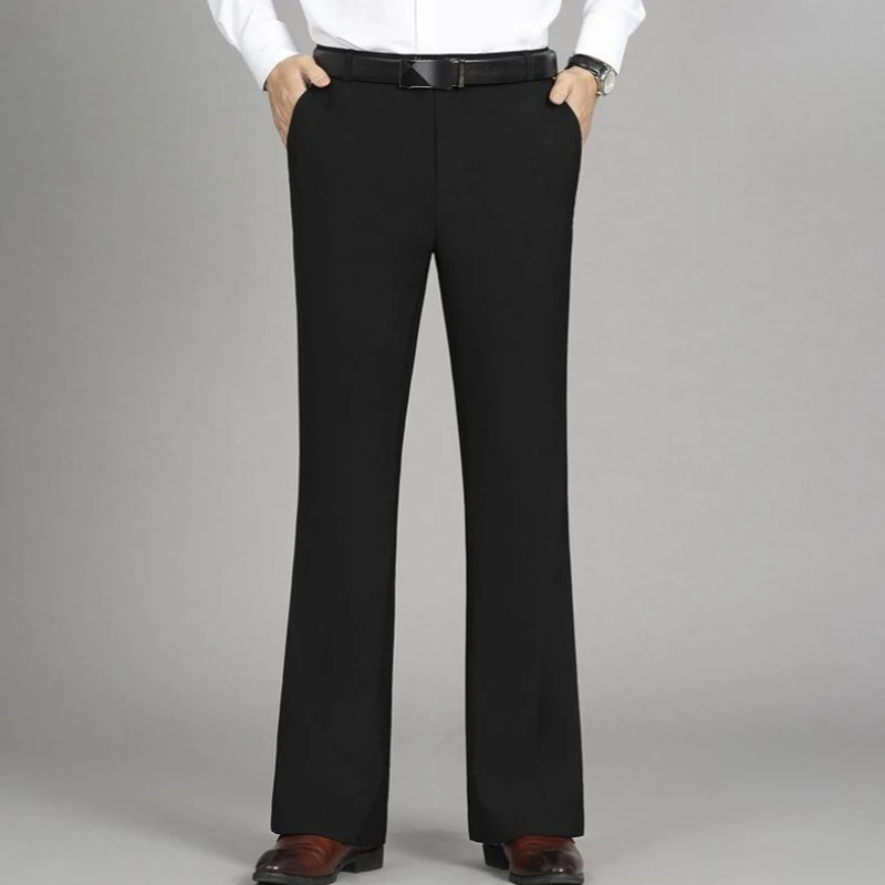 Premium Ice Silk Men's Wide Leg Flare Pants, Summer Drape Straight Trousers