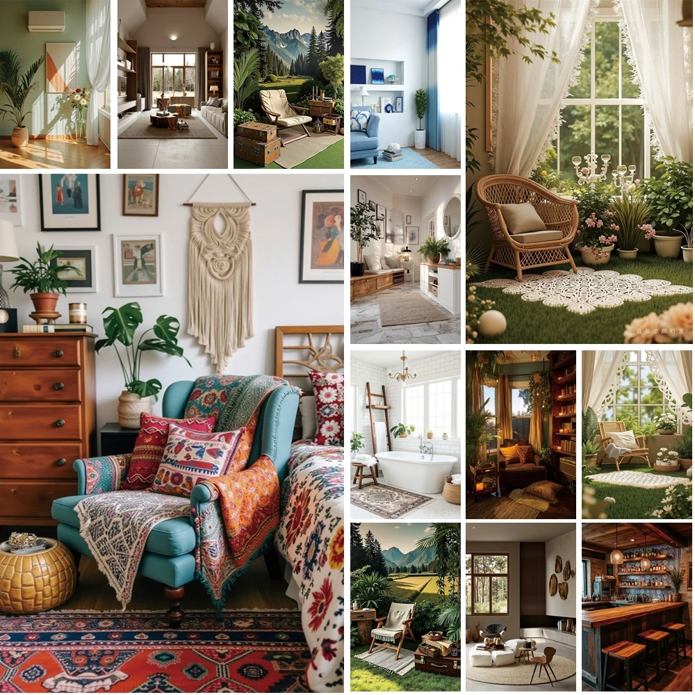 

MOON.QG Modern Living Room Backgrounds For Photographs Sofa Lamp Table Backdrop Wallpaper Photography Props Accessories Birthday